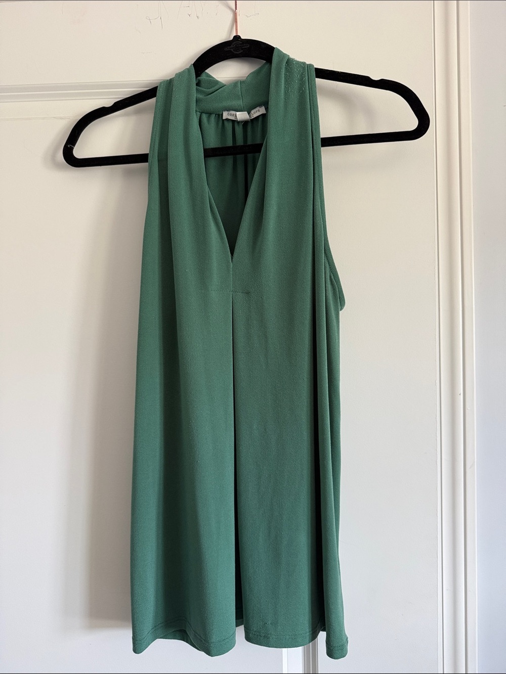 Green Envelope Sleeveless V-Neck Blouse in Sage Green